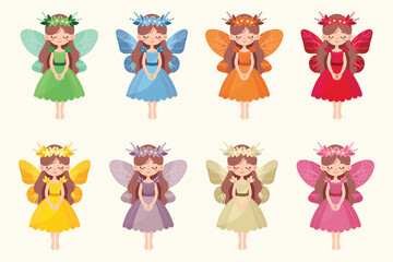 cute cartoon fairy set vector illustration isolated on white background © Marina