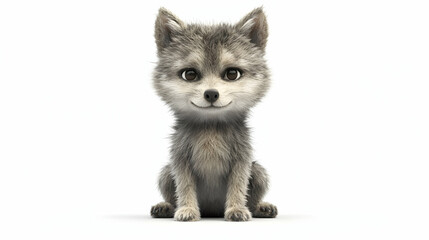Obraz premium Adorable 3D Wolf Pup Illustration