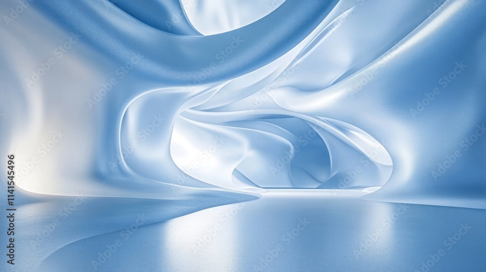 Aufkleber abstract blue interior with flowing shapes and soft lighting creating a serene atmosphere.