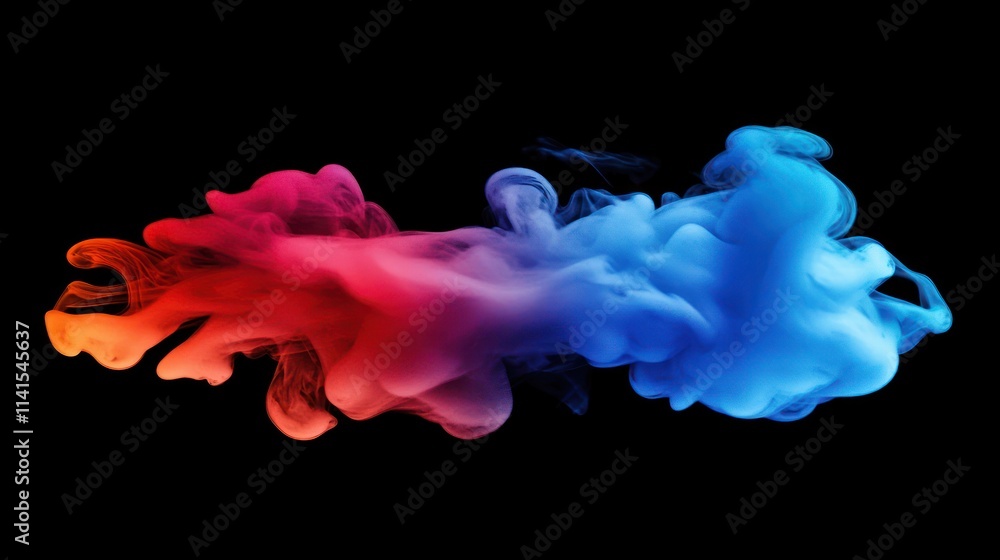 Poster Abstract colorful smoke swirling against a black background, creating a dynamic visual effect.
