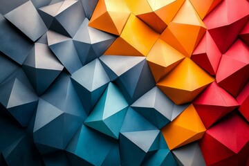Abstract polygon clusters arranged into balanced geometric designs. Generative AI