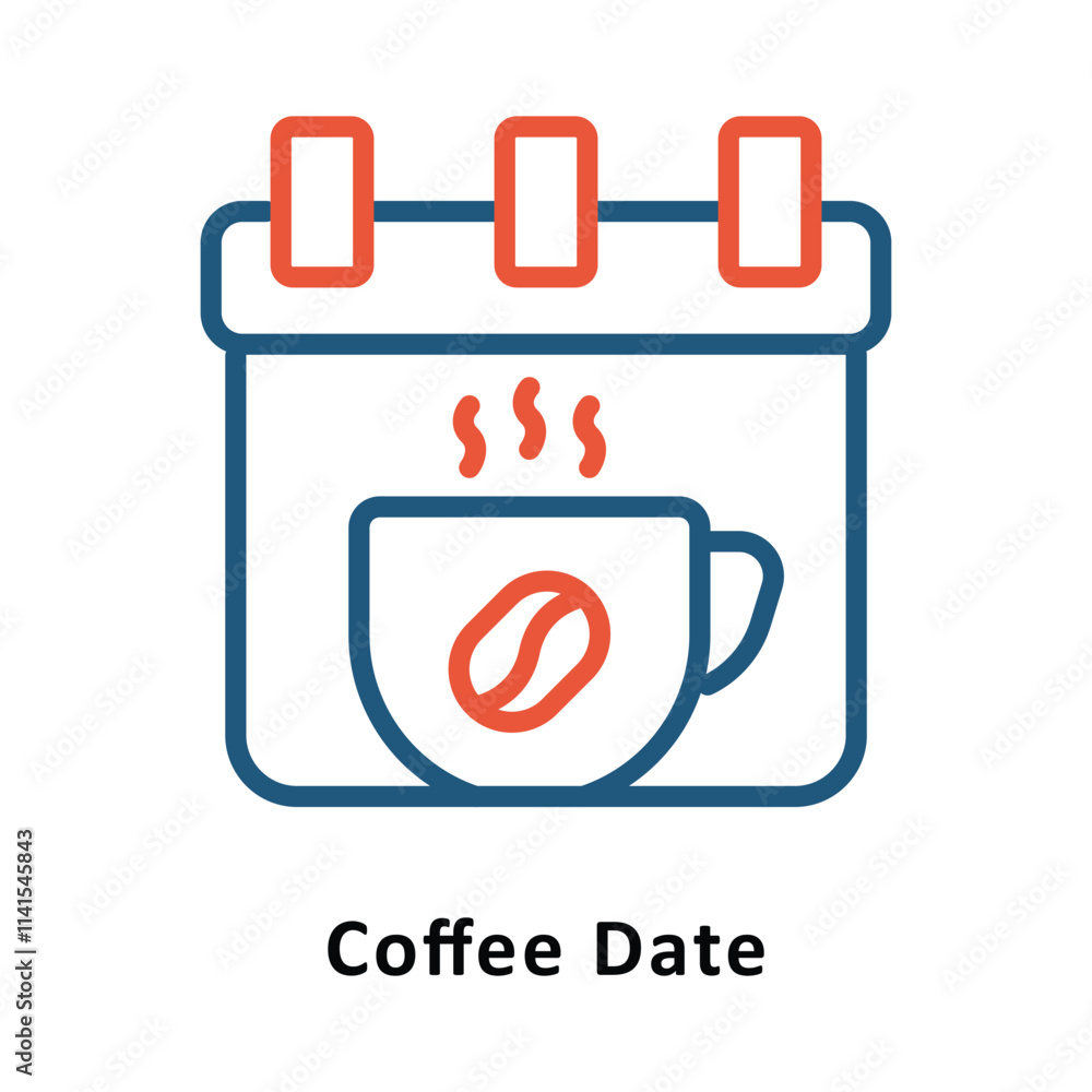 Poster coffee date vector two color icon. eps 10 file