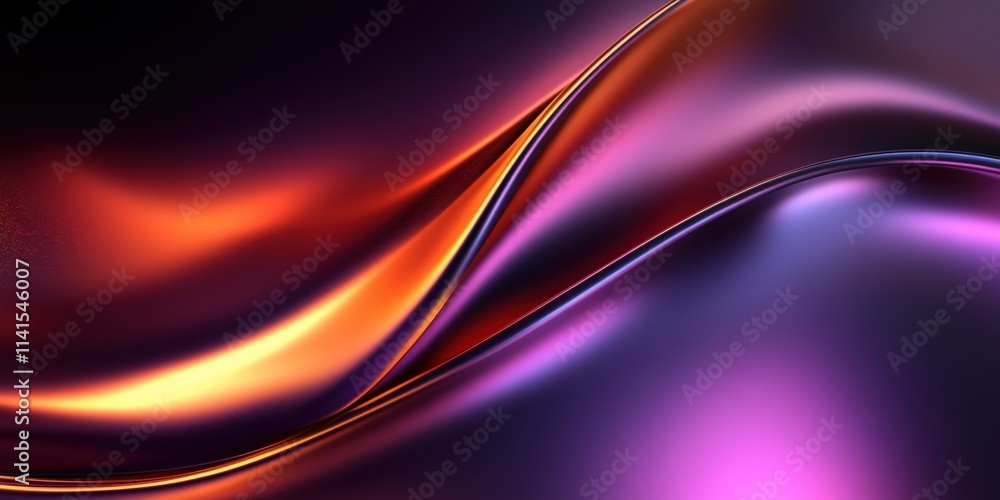 Poster iridescent waves on a pitch black background with smooth transitions of color and light creating a s