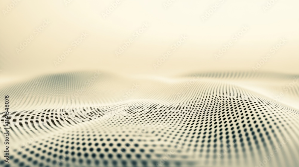 Poster abstract soft waves with dots in beige and cream background