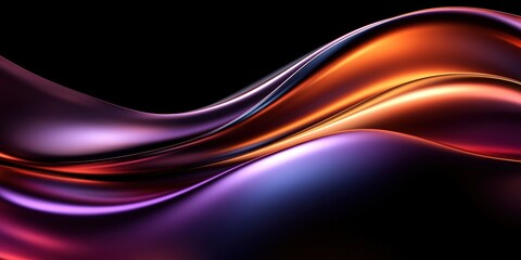 Obraz premium Abstract Iridescent Shapes on a Dark Background with Smooth Waves and Flowing Lines in Vibrant Colors for Artistic and Design Use