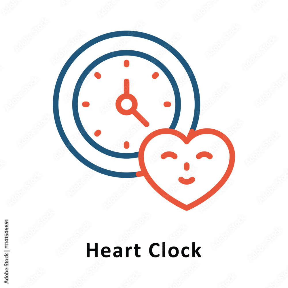 Poster heart clock vector two color icon. eps 10 file
