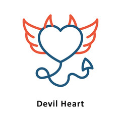 Devil Heart Vector Two Color Icon. Eps 10 File 