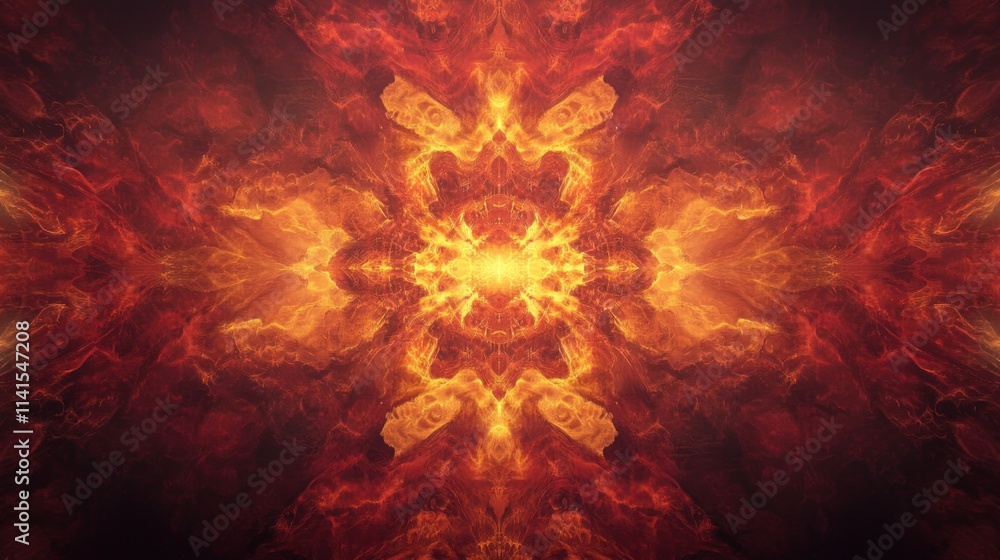 Poster abstract fiery pattern with vibrant colors and swirling textures.