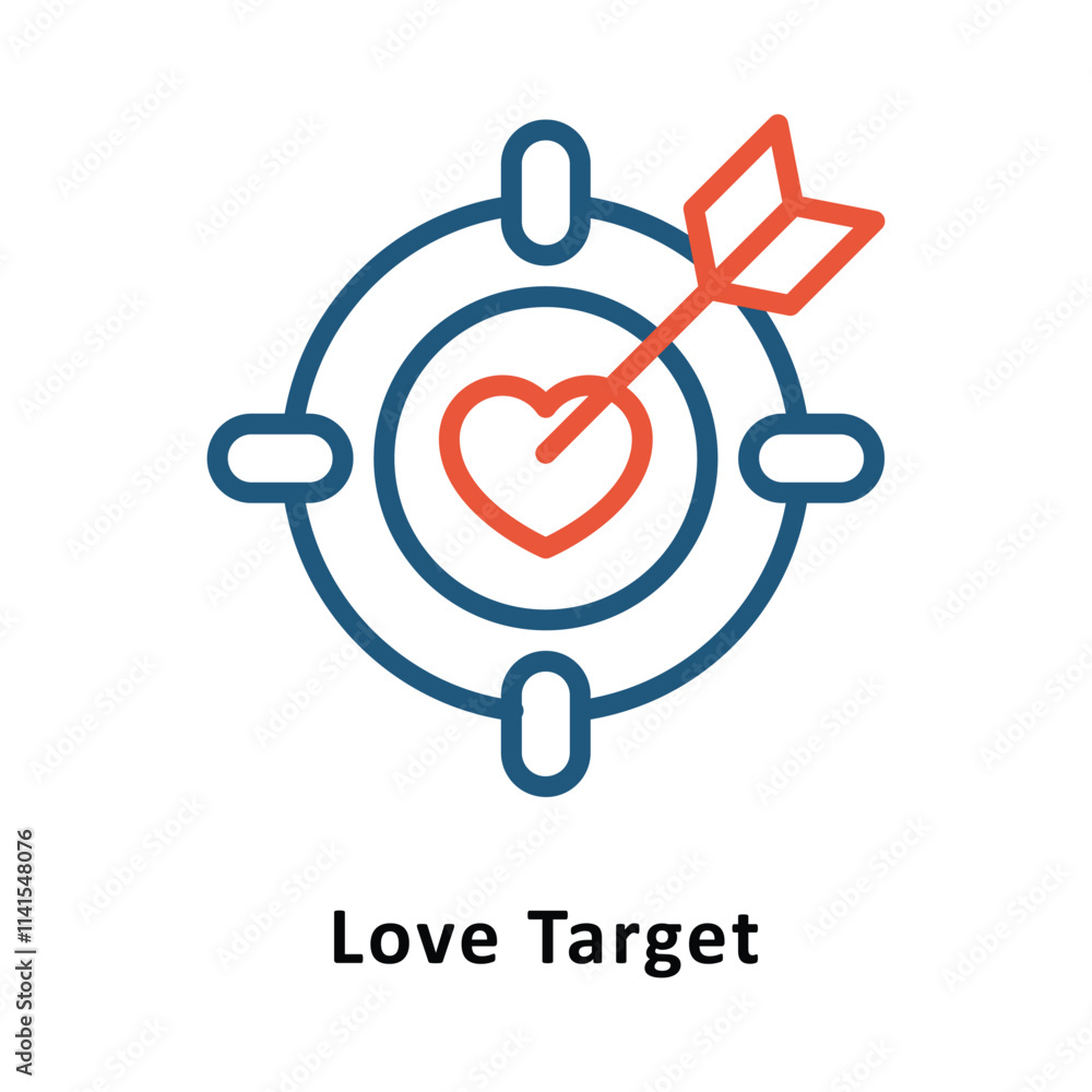 Poster love target vector two color icon. eps 10 file