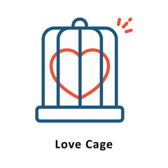 Love Cage Vector Two Color Icon. Eps 10 File 