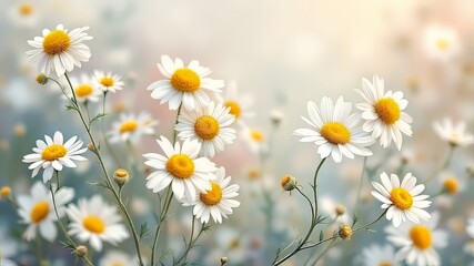 Fototapeta premium Abstract chamomile squares, a surreal floral pattern.