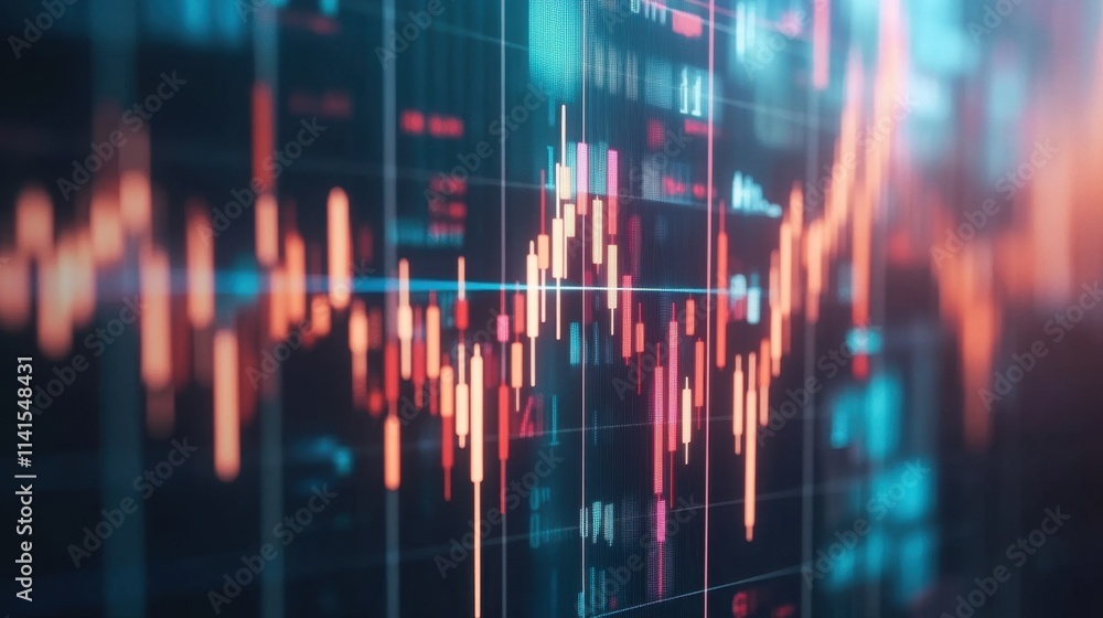 Poster abstract digital graph data visualization in financial market trends