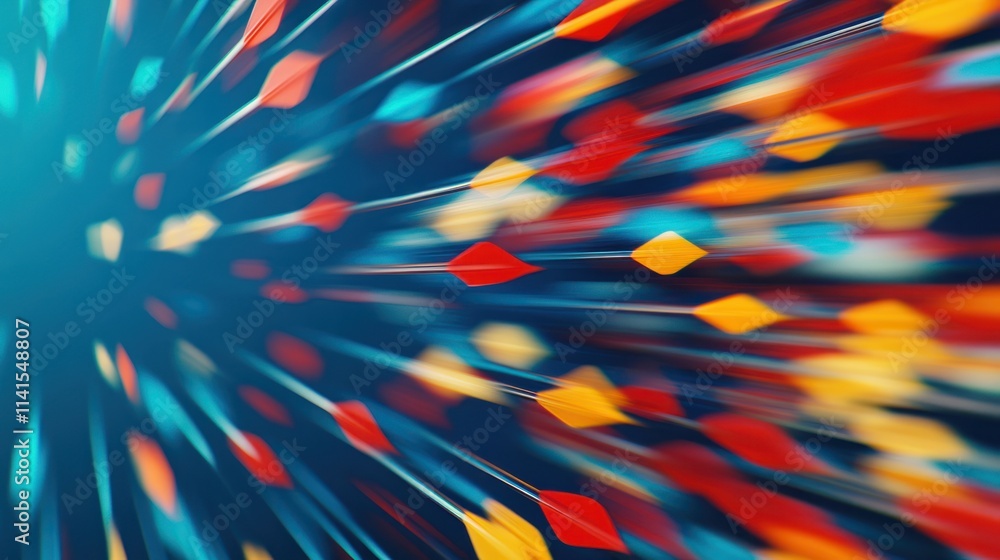 Poster Abstract motion blur with colorful shapes creating a dynamic visual effect.