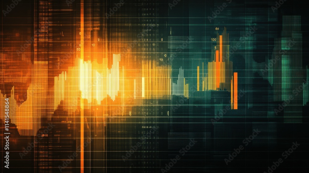 Poster abstract financial graph with data visualization and bright colors