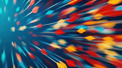 Abstract motion blur with colorful shapes creating a dynamic visual effect.