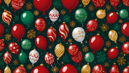 Christmas-themed balloons in the shape of iconic Christmas attributes