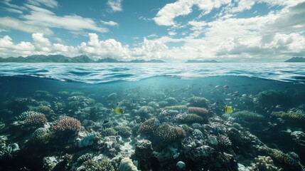 Fototapeta premium A fish is swimming in the ocean