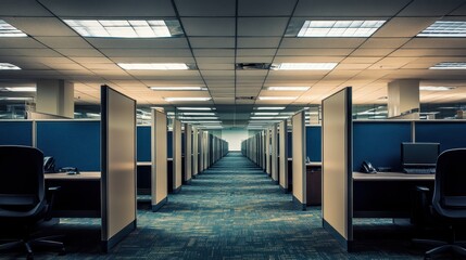 Fototapeta premium A large open office with cubicles and chairs