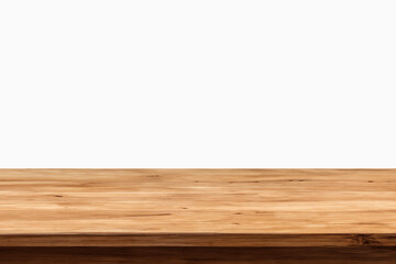 empty wooden table top in foreground isolated on background with clipping path. used for template mock up for display or montage products. showing your objects or mounting. wooden counter.