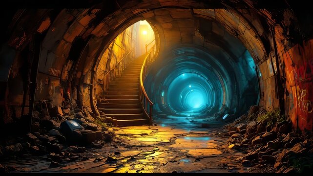 AI-generated urban exploration photography, a graben art style.