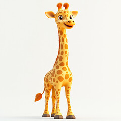 Fototapeta premium 3D Cute Giraffe Animated Character Illustration
