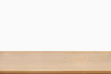 empty wooden table top in foreground isolated on background with clipping path. used for template mock up for display or montage products. showing your objects or mounting. wooden counter.