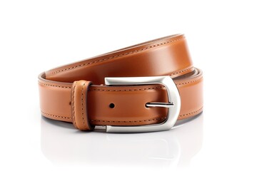 Brown Leather Belt with Silver Buckle