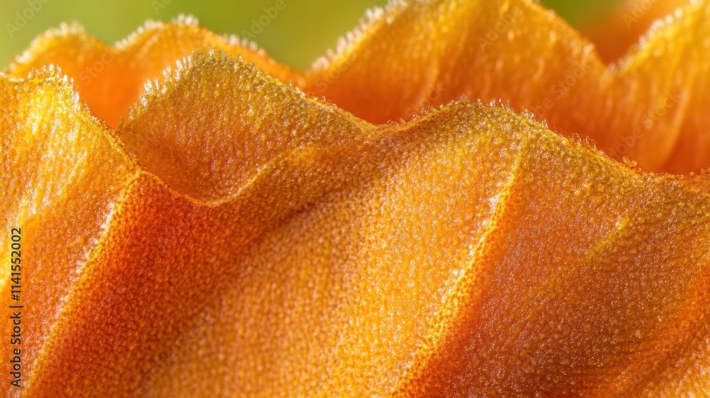Poster close-up of textured orange fabric with wave-like patterns.