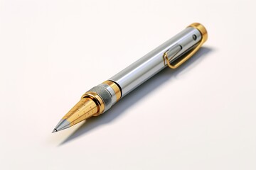 Luxury Silver and Gold Pen on White Background