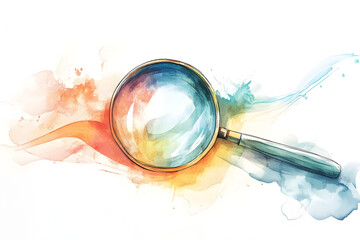 Fototapeta premium watercolor magnifying glass with colorful splashes
