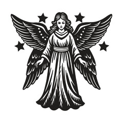 Christmas Angel Silhouette Vector Illustration for Holiday Designs and Seasonal Decorations