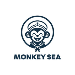 Smiling sailor monkey silhouette logo