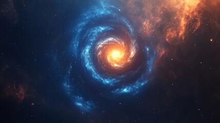 Obraz premium Spiral galaxy with bright center and colorful