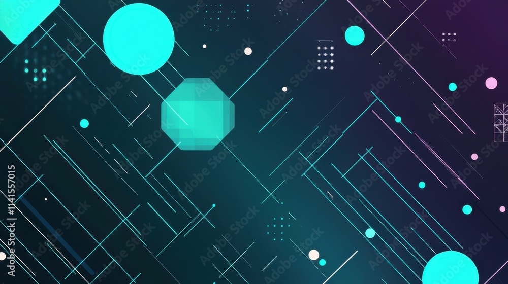 Aufkleber abstract geometric pattern with circles and lines in bright colors