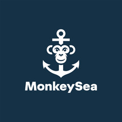 Monkey head and anchor logo.