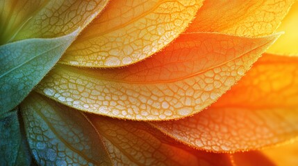 Obraz premium Close-up of vibrant, textured leaves showcasing intricate patterns and colors.