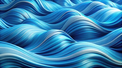 Fototapeta premium Abstract Blue Wave Landscape - Energetic Ripple in Vivid Curves, Seamless Textures for Graphic Design and Effects, Harmonious Scene, Captivating Color Flow