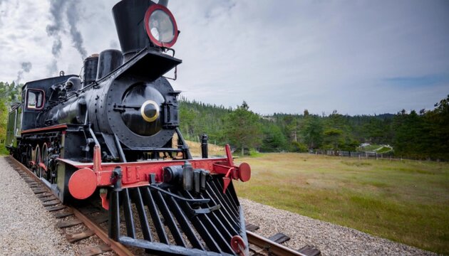 Steam train locomotive on railroad ride