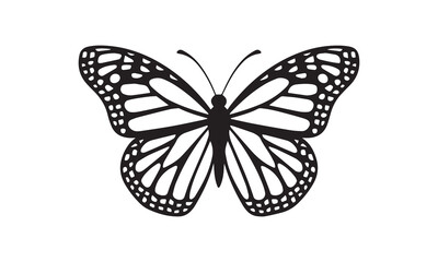 Butterfly silhouette vector illustration art design. Silhouette Butterflies Isolated. insects butterfly outline, tattoo, coloring, vector logo icon set on a white background. Butterfly icon.