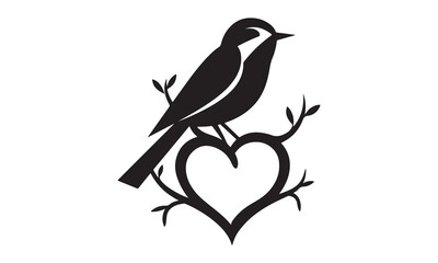Birds silhouettes on wire and flying bird silhouette, illustration. Wall decals, wall art work. Scandinavian minimalist poster design, T- Shirt Design isolated on white background