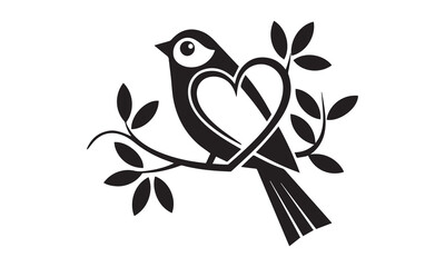 Birds silhouettes on wire and flying bird silhouette, illustration. Wall decals, wall art work. Scandinavian minimalist poster design, T- Shirt Design isolated on white background