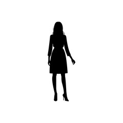 Silhouette of a career woman standing.