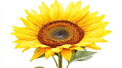 A vibrant sunflower with bright yellow petals and a dark center, symbolizing nature's beauty.