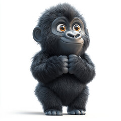 Obraz premium Cute 3D Gorilla Animated Character Illustration