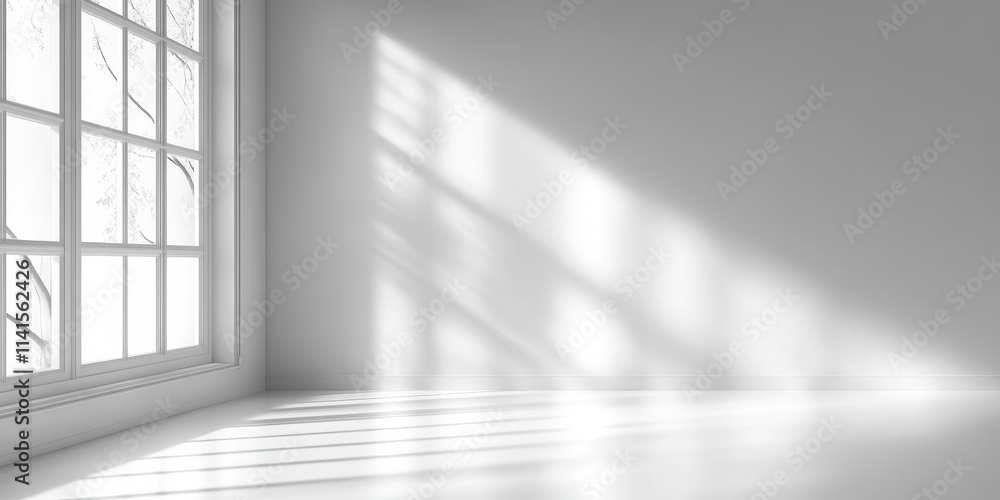 Poster simple light gray gradient background with floating elements and soft shadows enhancing the minimali