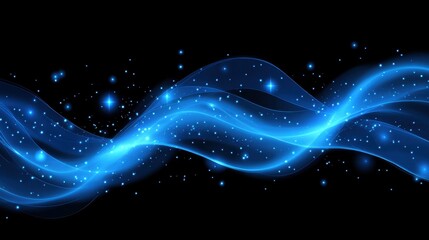Fototapeta premium Elegant Blue Wave with Sparkles on a Dark Background