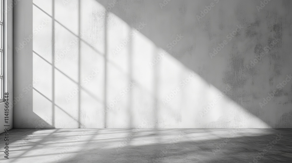 Poster minimalist wall interior background with white and grey tones, studio setting for product display an