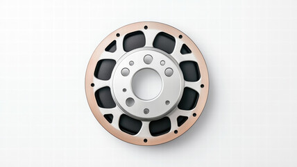 Brake pad with metallic surface and black backing, isolated on light background, showcasing its design and functionality