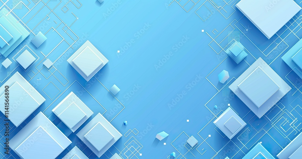 Poster abstract blue background with geometric shapes and lines for design or digital projects.