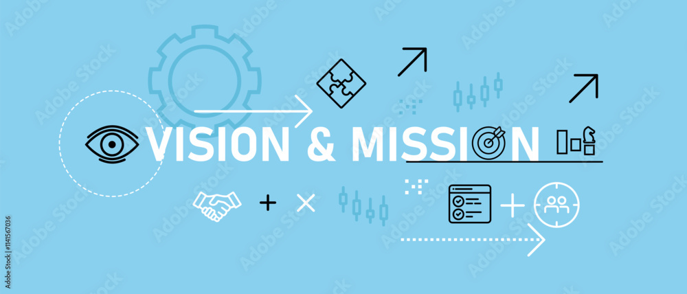 Poster vision and mission concept work conceptual idea of company leader teamwork management design web hea